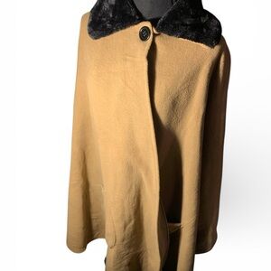 Chic Tan Cape with Black Collar